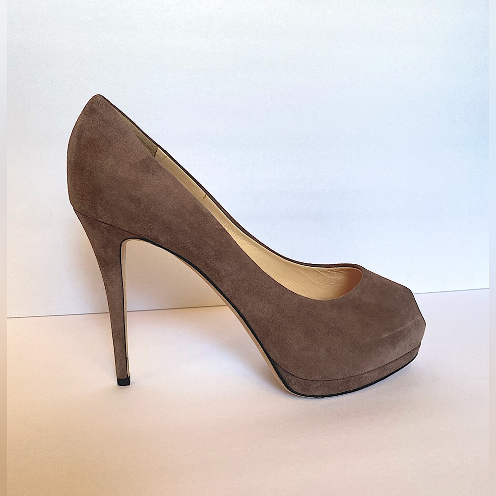 NEW Giuseppe Zanotti Heels Open toe Suede Taupe Suede 41 EU, 9.5 US, Designer